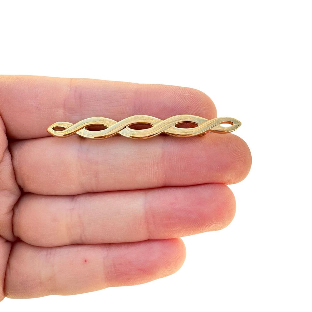 Vintage Jewelry Gold Tone Monet Twist Bar Pin Brooch